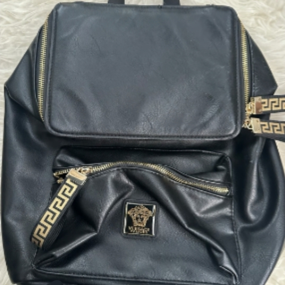 Versace Black Backpack with Gold Accents - Picture 3 of 11
